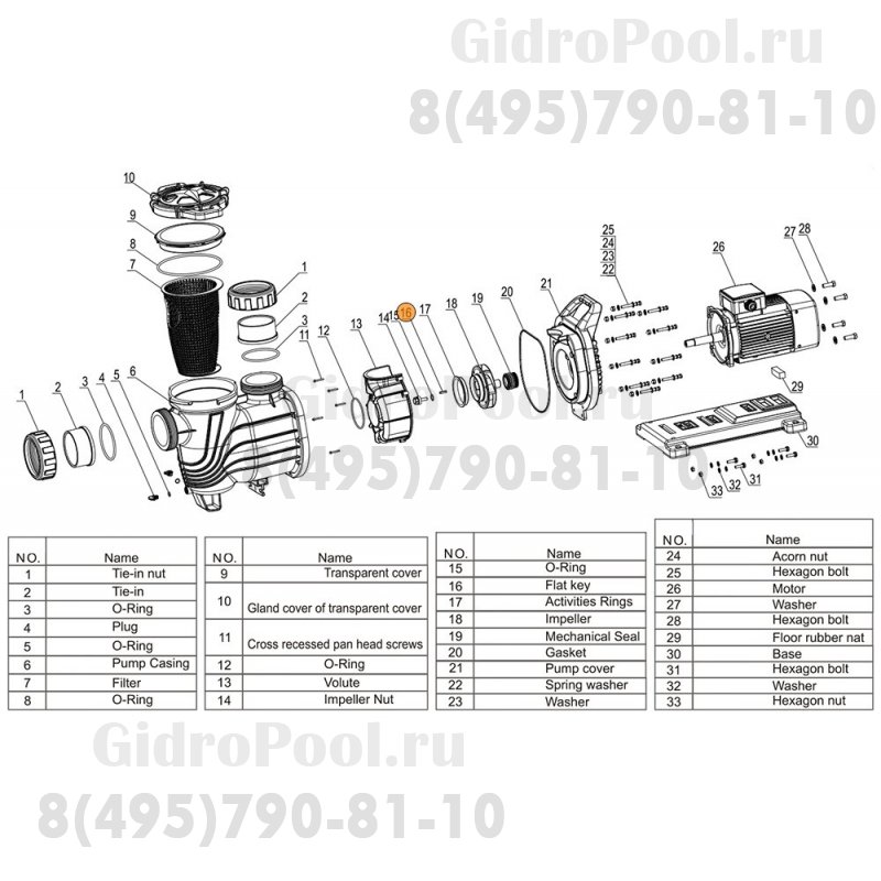 Шпонка рабочего колеса насоса SLP/WLP Mayer Schwimmbad LX J62010008