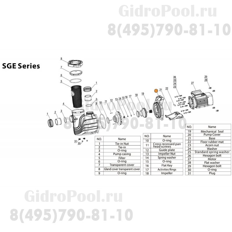 Крышка задняя насоса SGE Mayer Schwimmbad LX A02220159