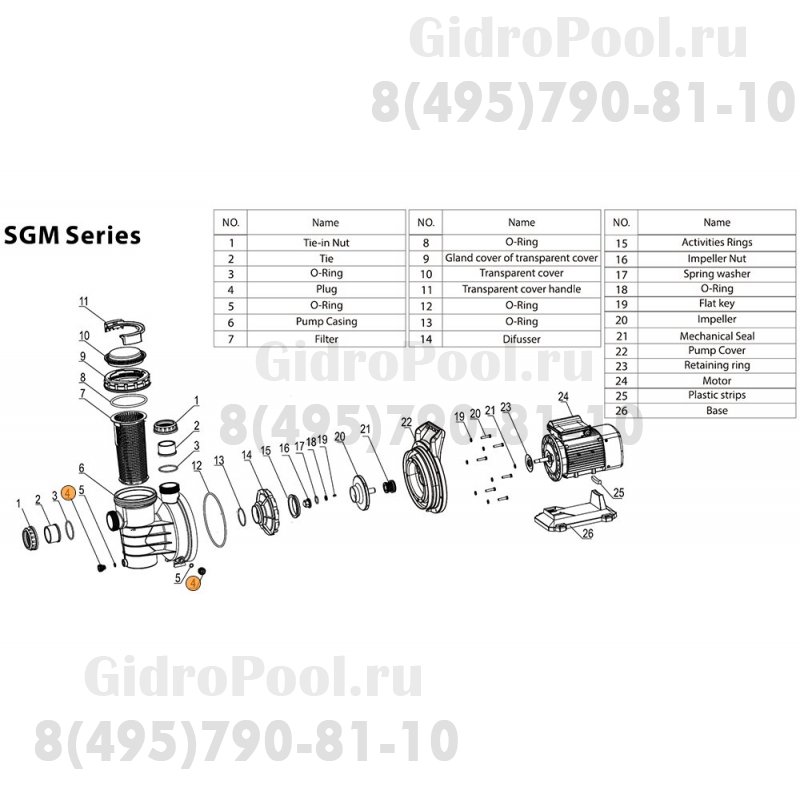 Винт сливной насоса SGM Mayer Schwimmbad LX A29070007