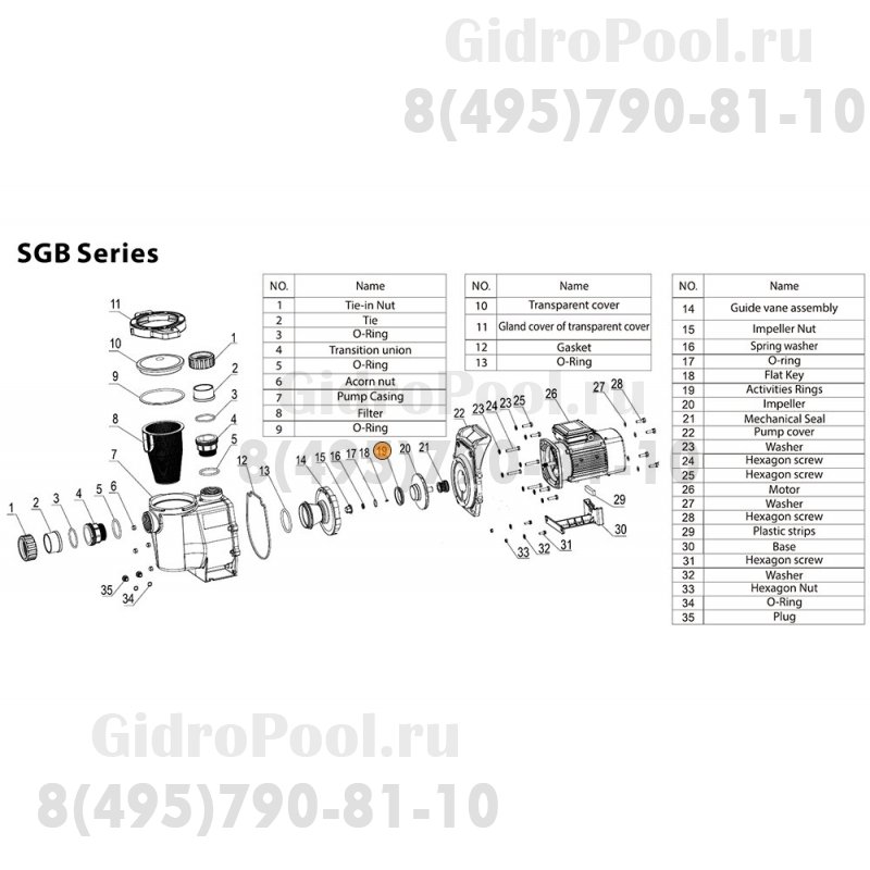 Втулка рабочего колеса насоса SGM/SGP/SGB/WPPE Mayer Schwimmbad LX A25060002