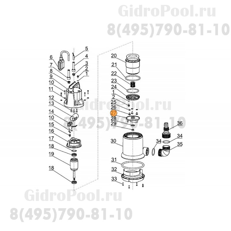Рабочее колесо насоса Q550B3/Q900B3 Mayer Schwimmbad LX A03050379