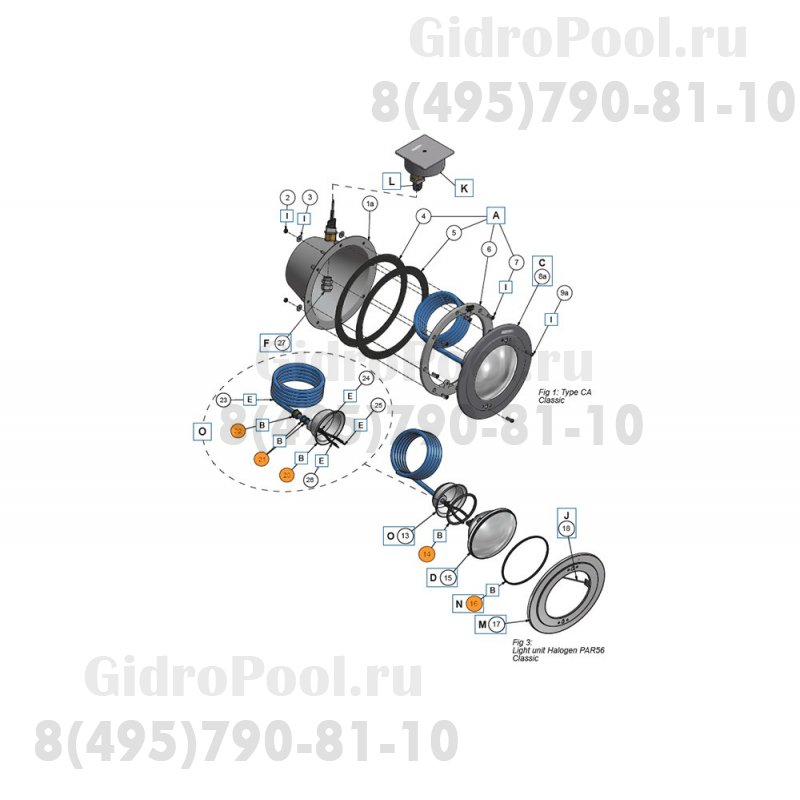 Крышка контактов лампы прожектора с муфтой и комплектом прокладок Pahlen (633302)
