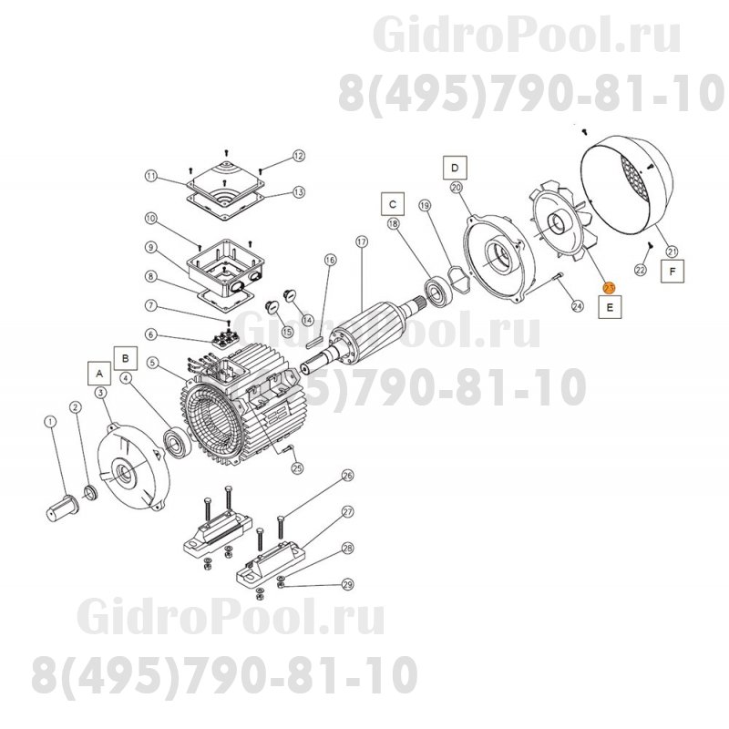 Вентилятор насоса (54 м3/ч 380В 2,2 кВт) для противотока Jet Swim 1200 Pahlen 631299