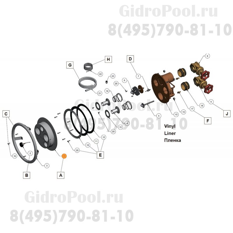Лицевая декоративная деталь закладного узла против.Jet Swim 2000 Pahlen (122424/636020)