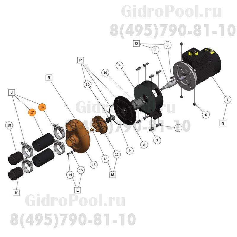 Комплект (шланги рез.2 1/2 (1274270),хомуты (122427))для подс.к насосуJETPUMP 4,0 кВтPahlen (636007)