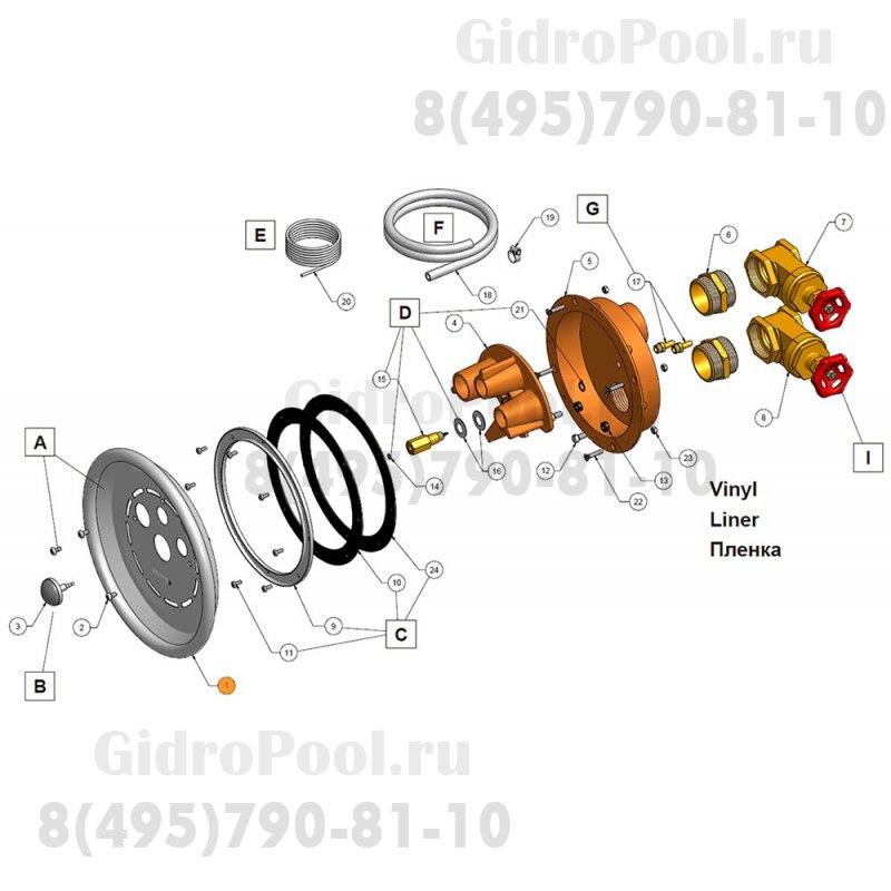 Лицевая декоративная деталь закладного узла против.Jet Swim 1200 Pahlen 121940/636009