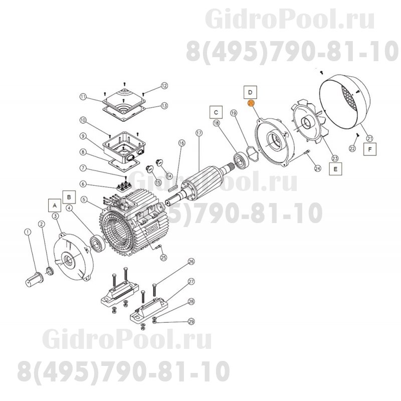 Крышка задняя эл.двигателя насоса противотока Jet Swim 2000 (4кВт) Pahlen (631294) нов.обр.