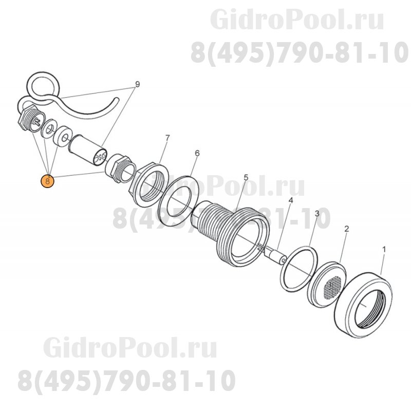 Сальник для герметизации кабеля прожектора для гидромассажных ванн из нерж.стали Pahlen 122726