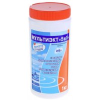 МУЛЬТИЭКТ 5 в 1 многофункциональные медленнорастворимые стаб. таблетки хлора , 200гр., 5 кг