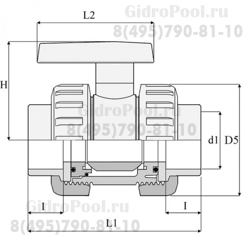 Шаровый кран ПВХ 1,0 МПа d_ 40