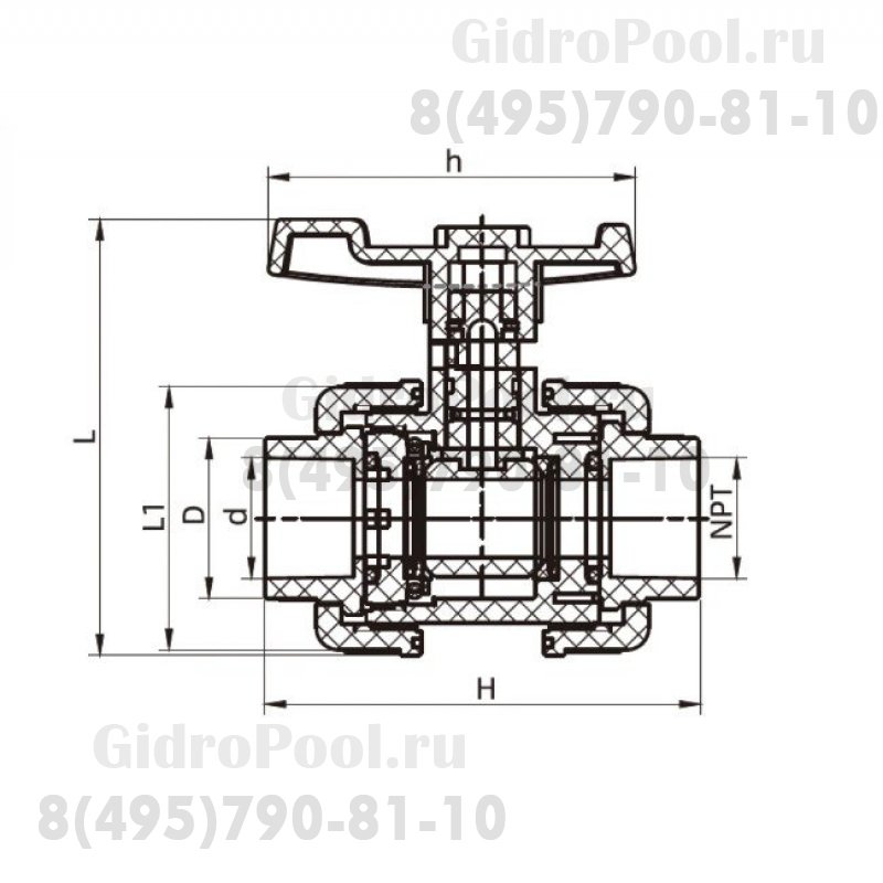 Шаровый кран ПВХ 1,6 МПа d_ 25