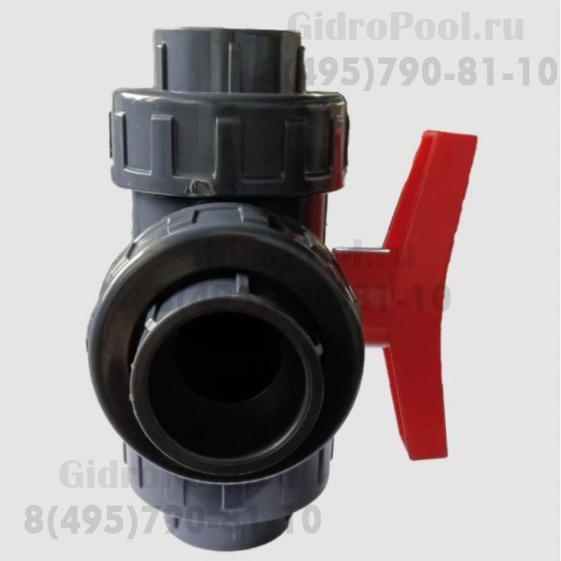 Кран шаровый трехходовой ПВХ 1,0 МПа d_50