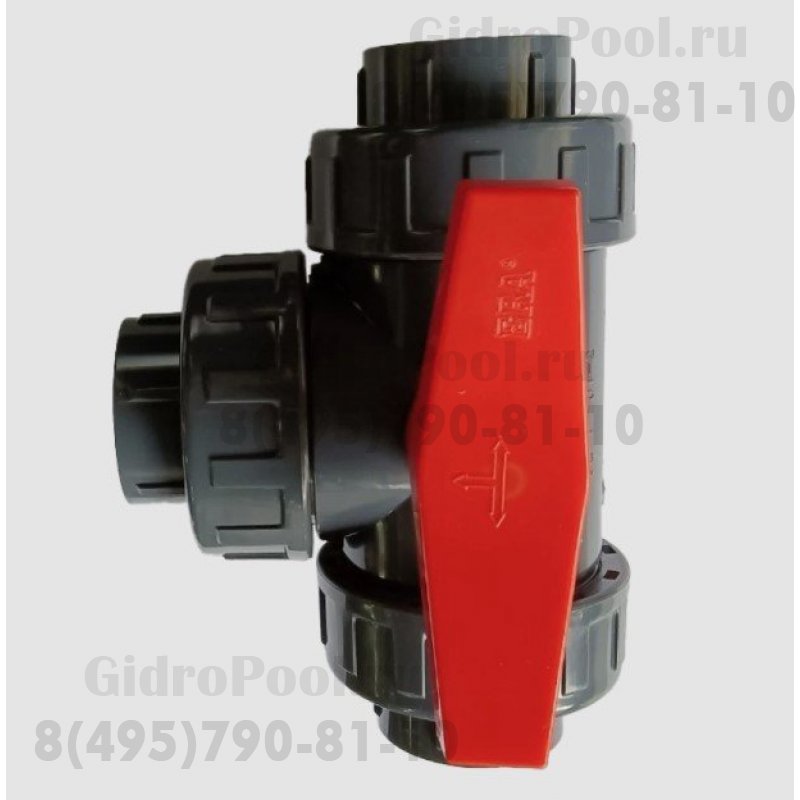 Кран шаровый трехходовой ПВХ 1,0 МПа d_50