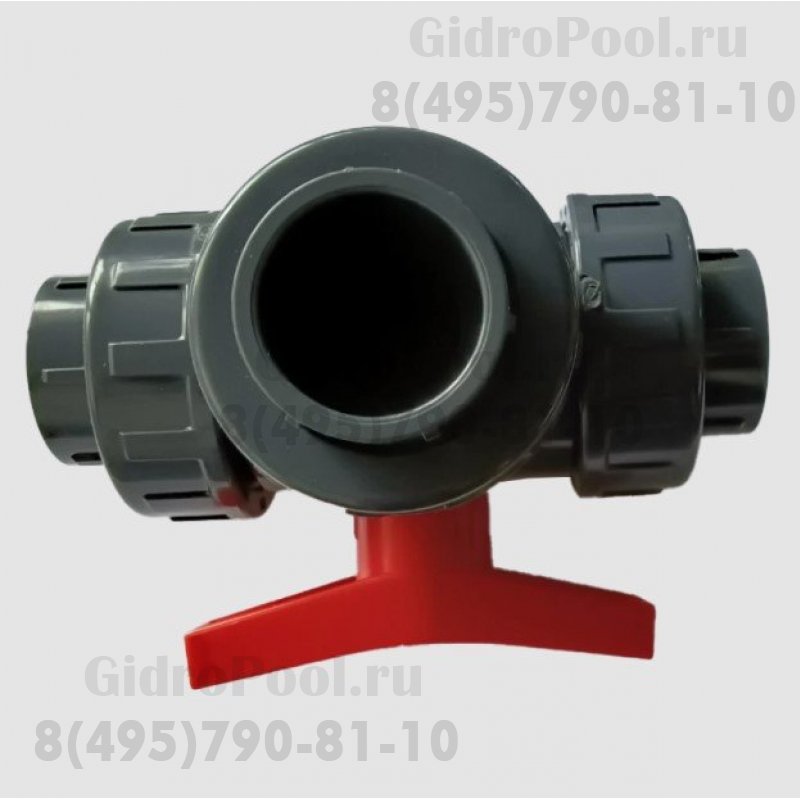 Кран шаровый трехходовой ПВХ 1,0 МПа d_50
