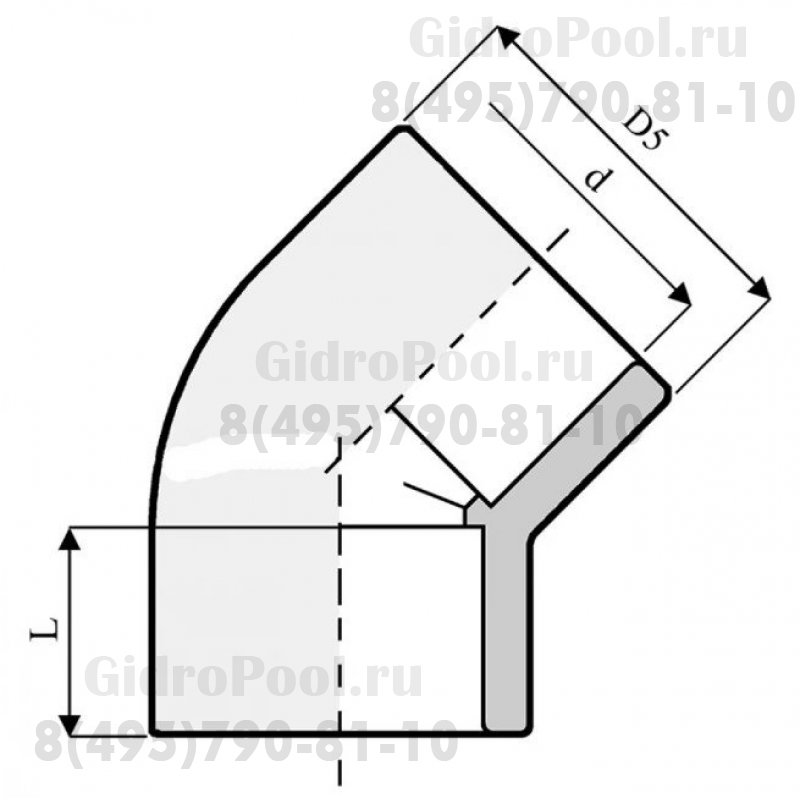 Угол 45 ПВХ 1,0 МПа d_110мм
