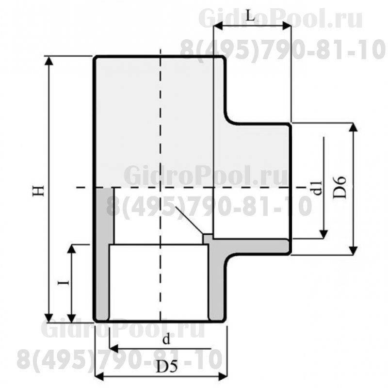 Тройник редукционный 90 ПВХ 1,0 МПа d _ 63х50 мм