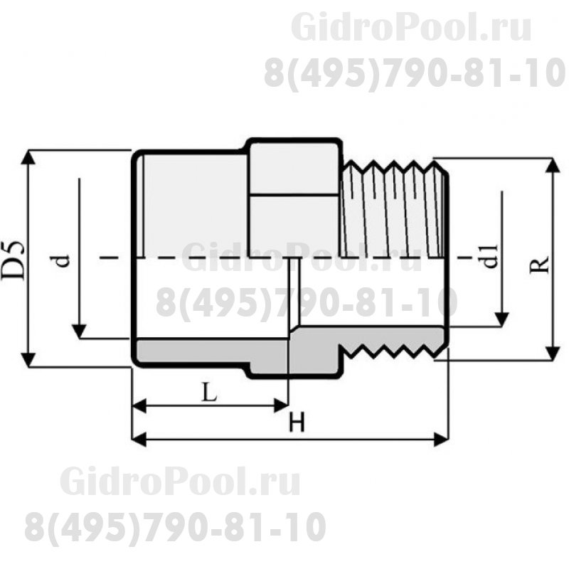 Переход ПВХ c НР 1,0 МПа d_ 20х1/2