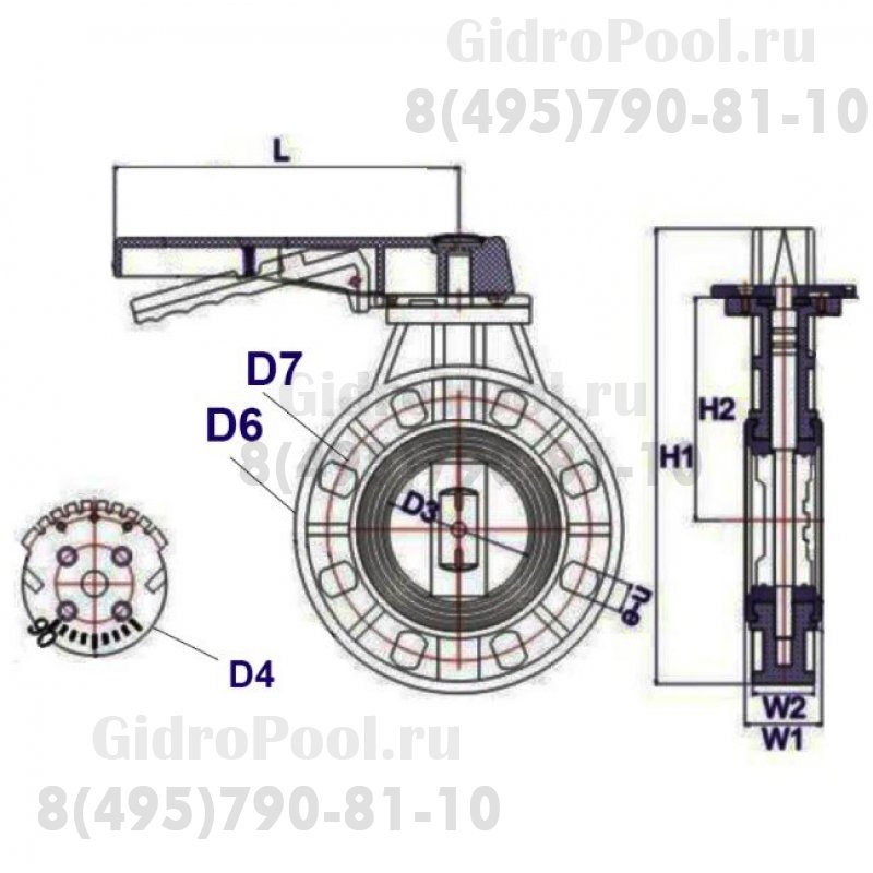 Дроссельная заслонка ПВХ 1,0 МПа d_ 75