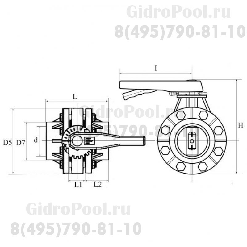 Дроссельная заслонка с комплектом фланцев ПВХ 1,0 МПа d_110