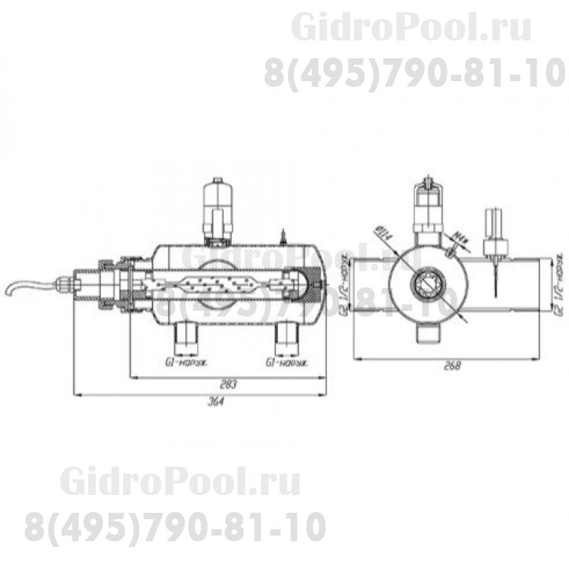 Ультрафиолетовая установка UVM- 600, 30 м3/ч, , 0,6кВт, 2 ½
