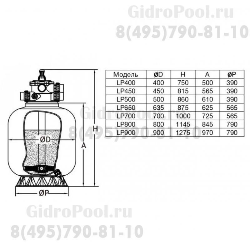 Фильтр LP400, ламин., d.400мм, 6.3м³/ч, верх.подкл. 1½