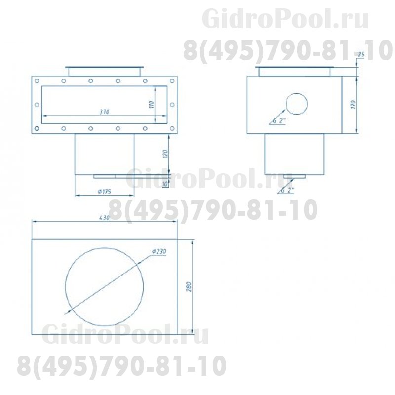СКИММЕР УНИВЕРСАЛЬНЫЙ с широкой рамкой, с переливом (V=35л)