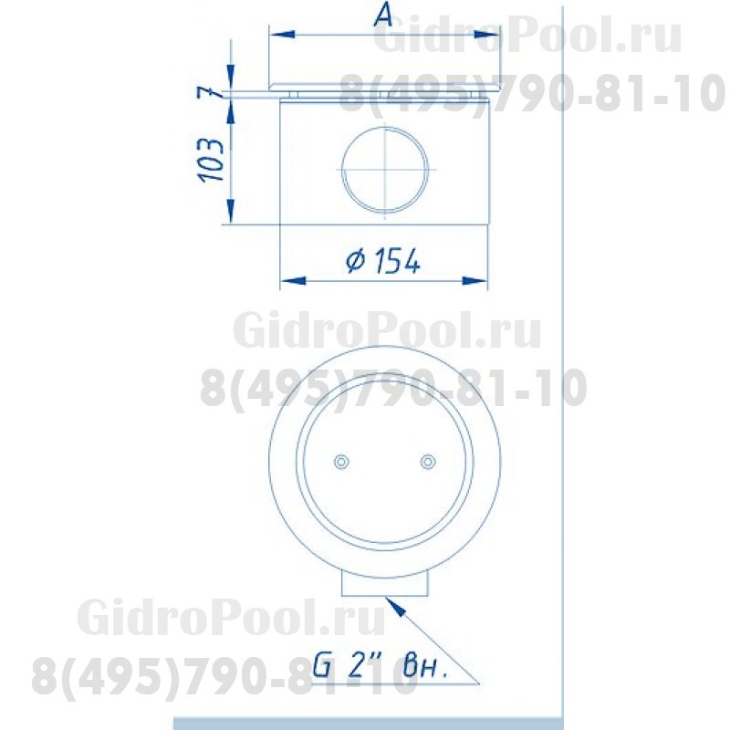 Донный слив Аква-Техника D=180 мм антивихревой  (бетон)