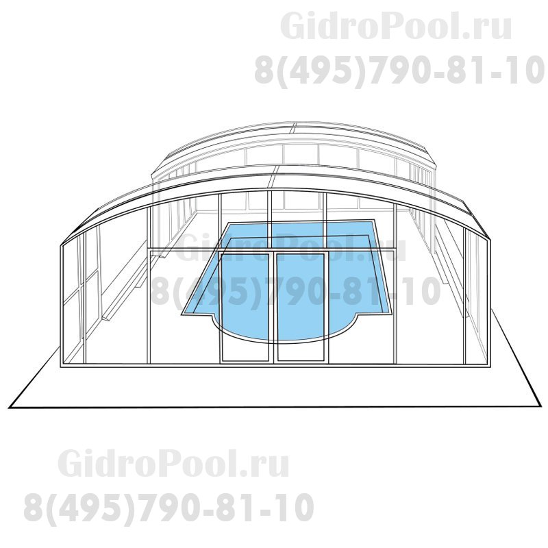 Павильон 350см×636см×65см 3 секции литой поликарбонат Composit group Аврора