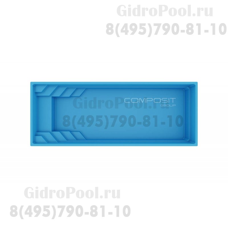 Композитный Бассейн Ривьера 1000— классический плавательный бассейн со строгим сдержанным стилем и максимальной полезной площадью.