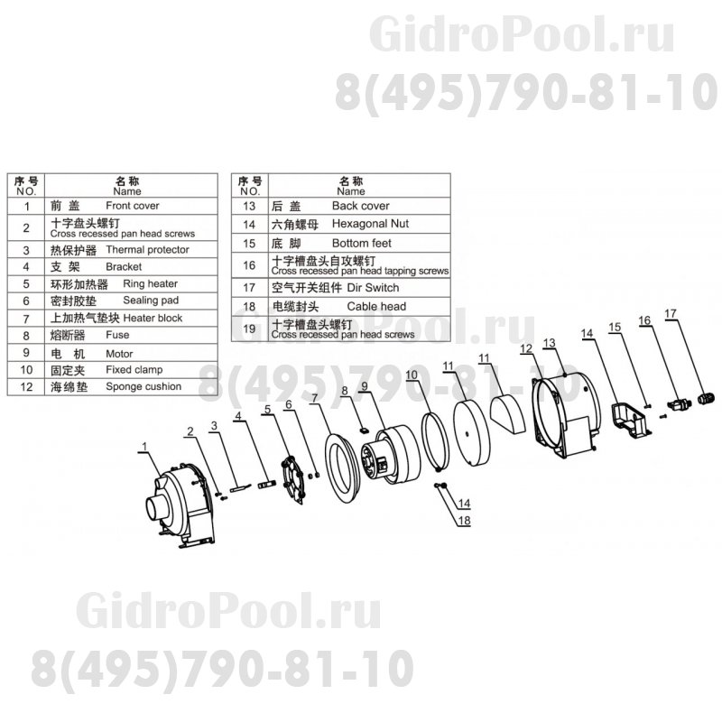 Компрессор низкого давления (0,7 кВт, 220В) Mayer Schwimmbad LX APR800-V2