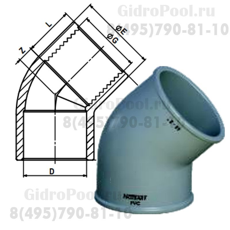 Полуотвод Nozbart F45-026  25мм