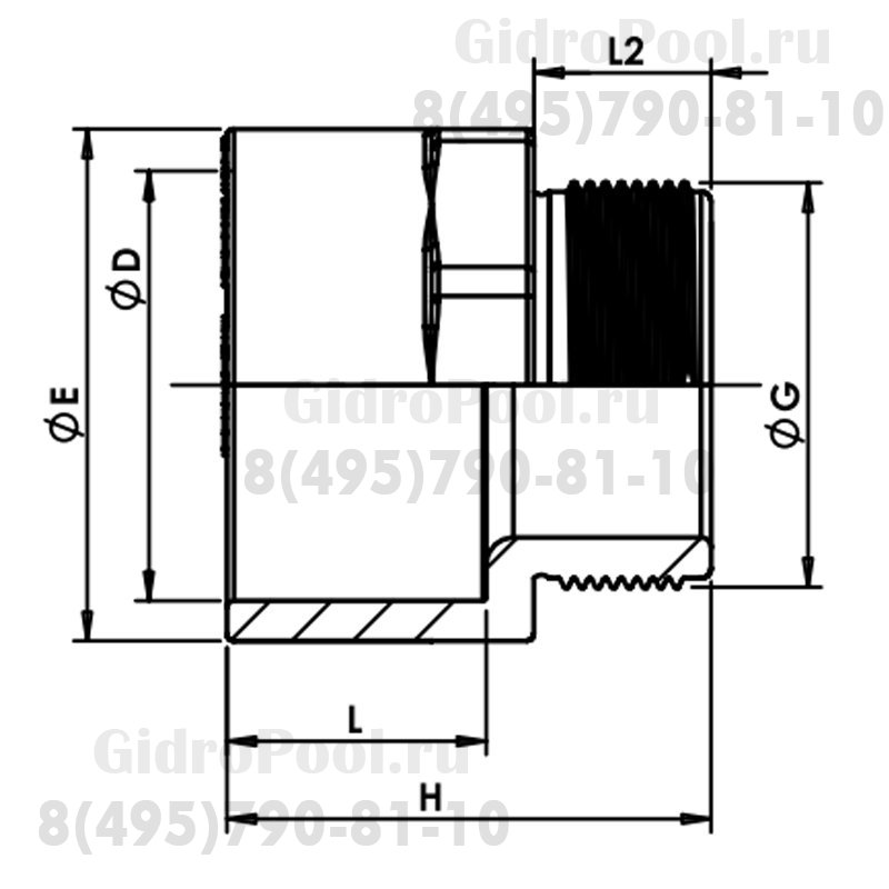 Муфта резьбовой адаптер Nozbart FDD-020 папа 20мм 1/2дюйм.