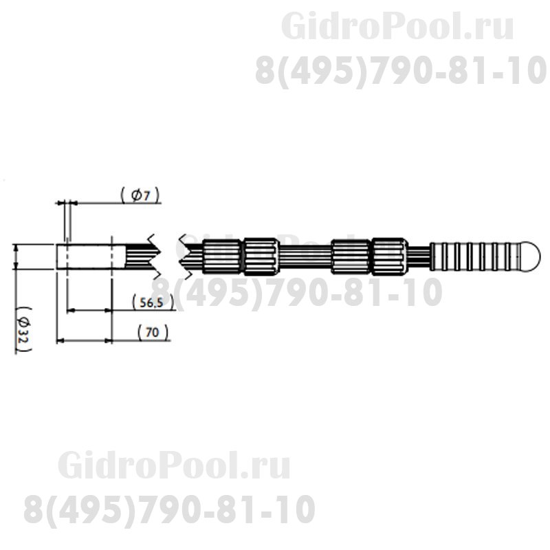 Телескопическая штанга Nozbart TLS-102 2x2,5 аллюминиевая